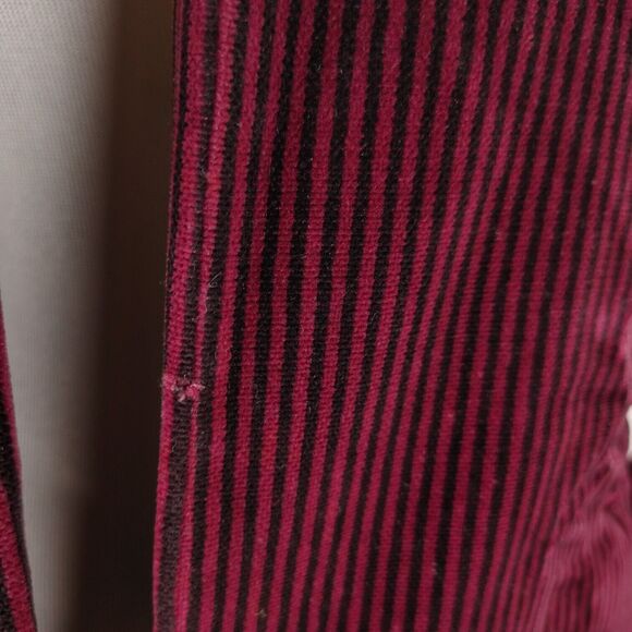 Vintage Perry Ellis Whimsigoth Striped Blazer Size 6 Puff Sleeve Maroon Velour - Picture 16 of 16